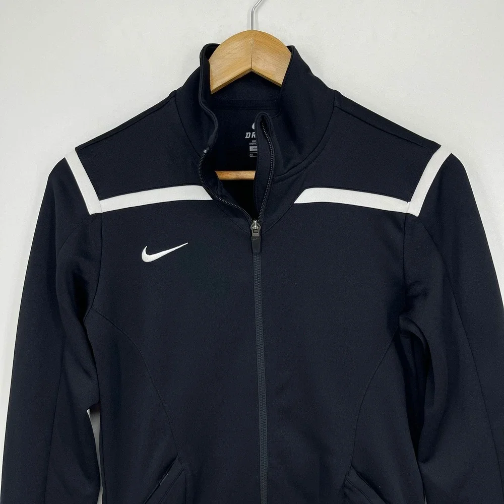 Nike Dri-FIT Track Jacket‎ Womens XS Black White Full Zip Athletic 535663-012